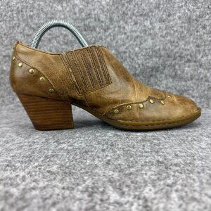 ✅Born Womens Sz 8M✅EU39 Western Studded Leather Ankle Booties Block Heel W11991